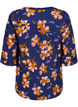 Blomstret bluse med 3/4 ærmer, Peacoat Flower AOP, Packshot image number 1