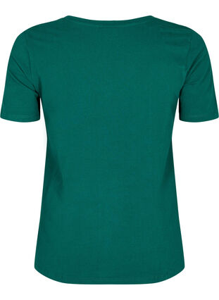 Ensfarvet basis t-shirt i bomuld, Evergreen, Packshot image number 1