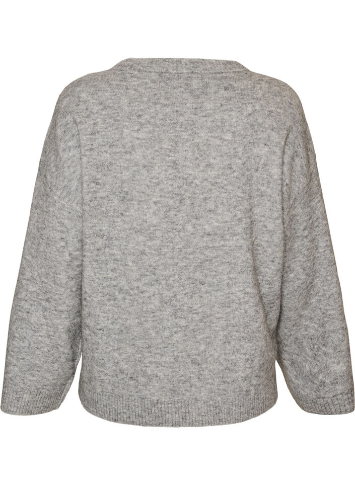 L&oslash;s strikbluse med alpaka og uld, Gr&aring;, Packshot image number 1