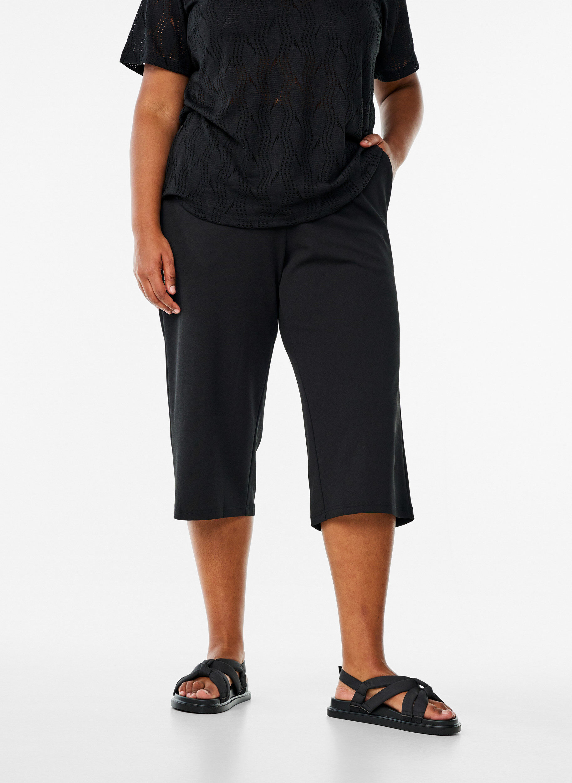 Zizzi L&oslash;se knickers med h&oslash;j talje, Sort, Model image number 3