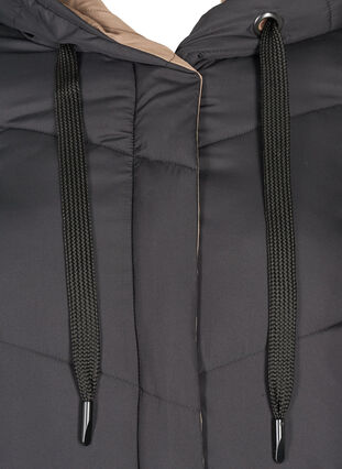 Lang vendbar jakke med hætte, Black COMB, Packshot image number 2