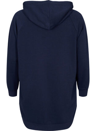 Lang sweatshirt med hætte og printdetaljer, Night Sky, Packshot image number 1