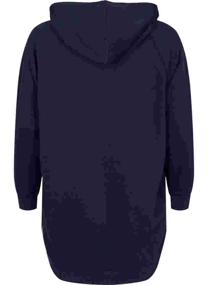 Lang sweatshirt med hætte og printdetaljer, Night Sky, Packshot image number 1