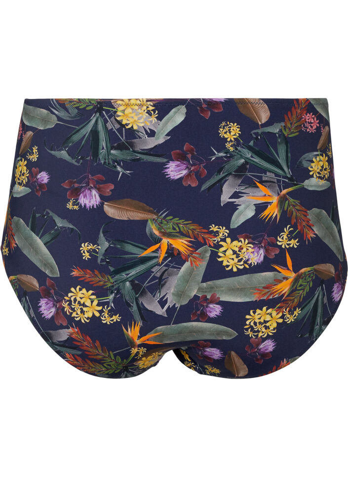 Højtaljet bikini underdel med blomsterprint, Night Sky Flower, Packshot image number 1