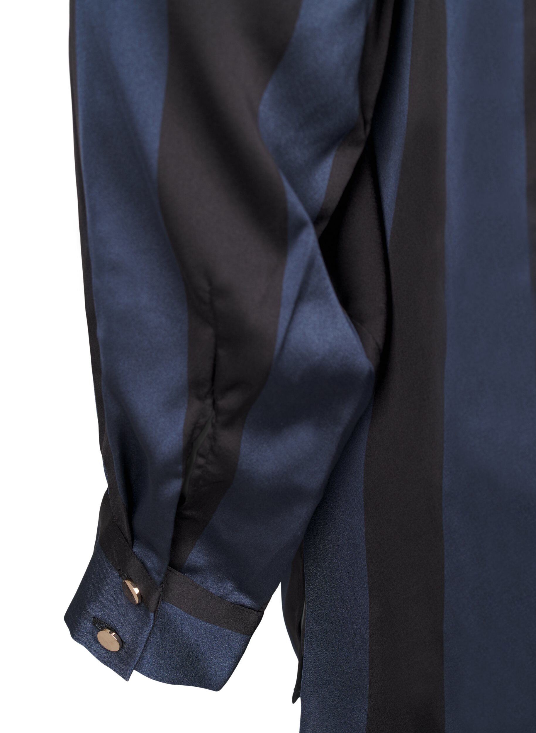 Zizzi Satinskjorte med striber, Spellbound w. Black, Packshot image number 4