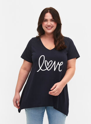 Bomulds t-shirt med korte ærmer, Night Sky LOVE, Model image number 0