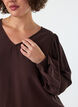 Viskosebluse med V-hals og ballonpasform, Brun, Model image number 3