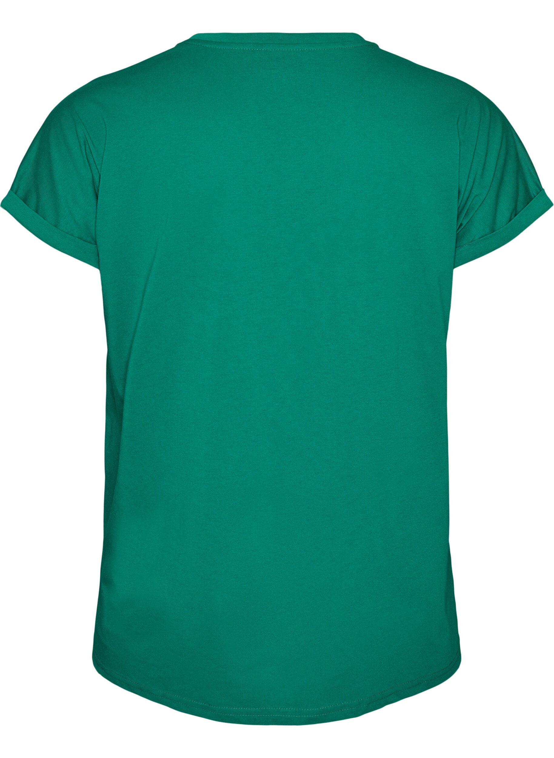 ZizziKort&aelig;rmet T-shirt i bomuldsblanding, Gr&oslash;n, Packshot image number 1