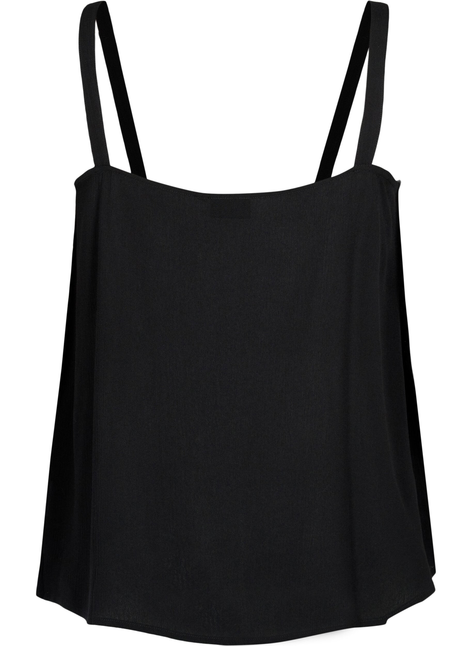 Zizzi&AElig;rmel&oslash;s top i viskose, Black, Packshot image number 1