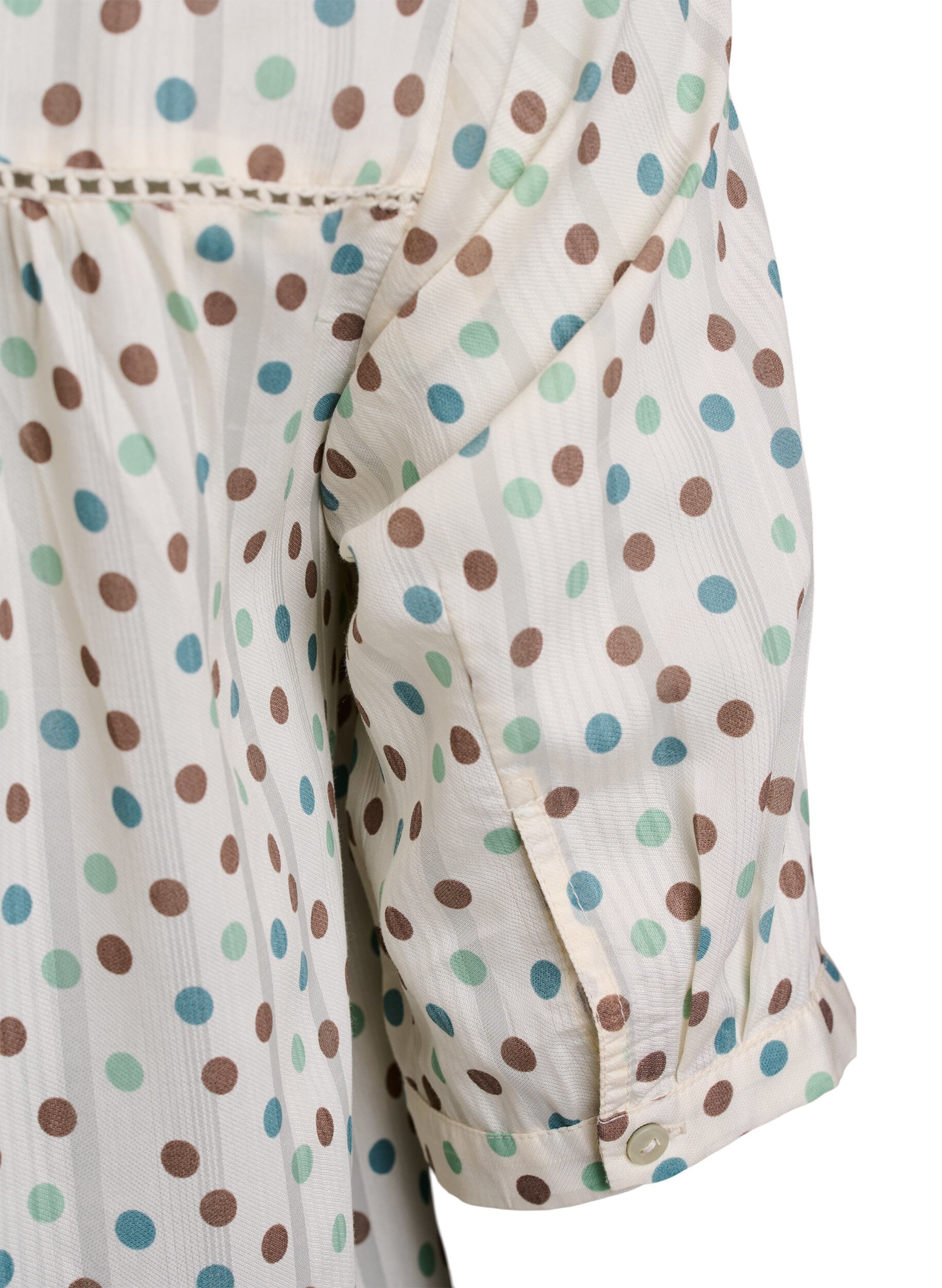 Zizzi Kort viskosekjole med blondeb&aring;nd og a-snit, Hvid, Packshot image number 3