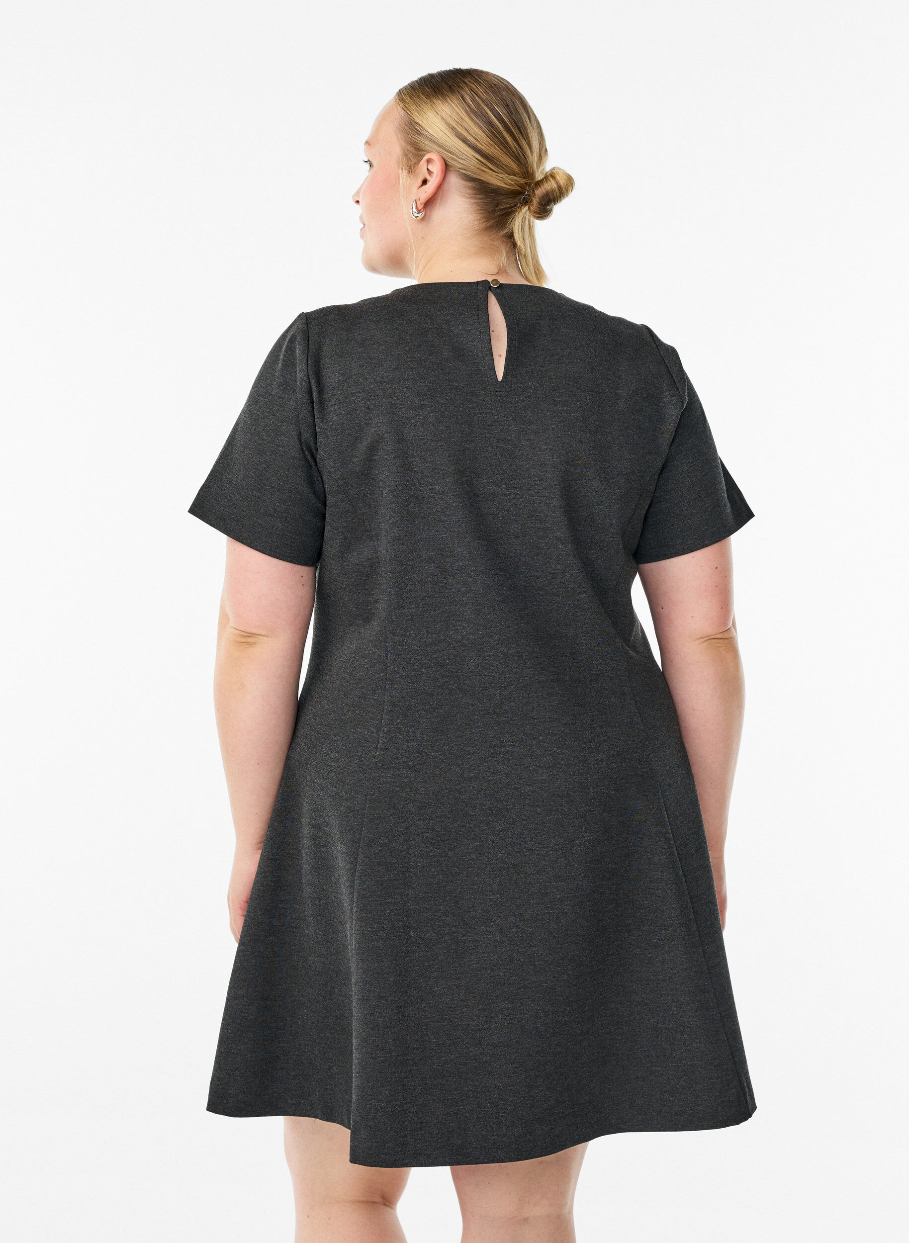 ZizziKort jerseykjole med A-facon, Gr&aring;, Model image number 2