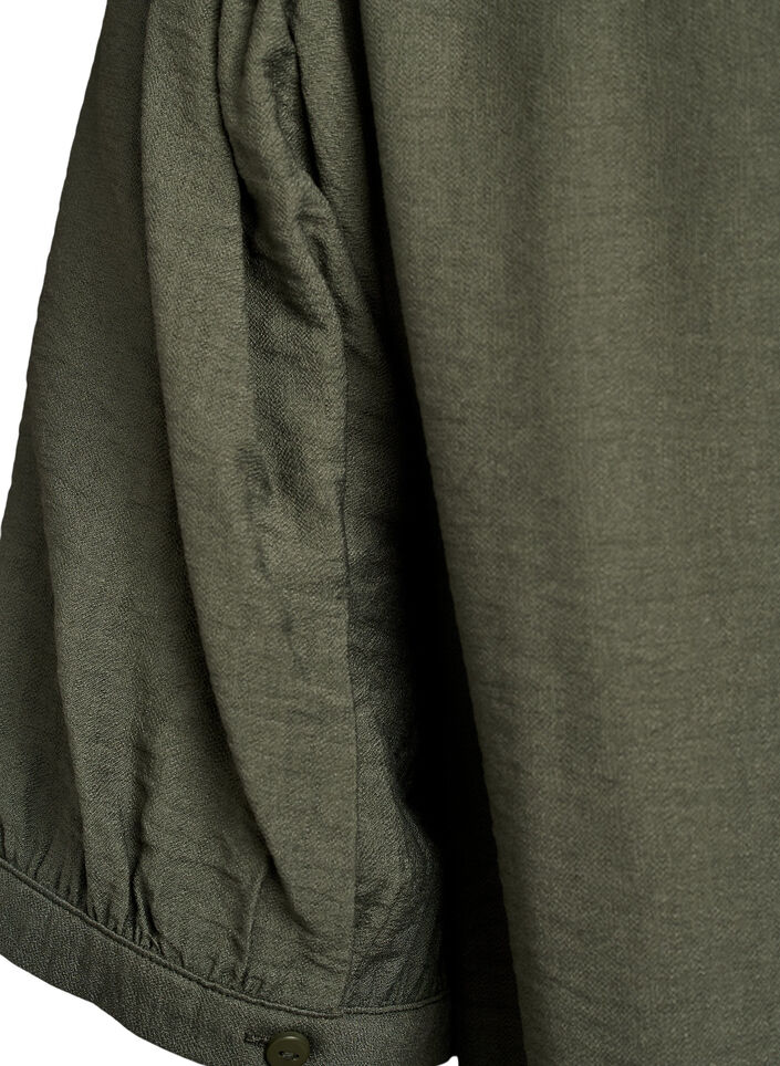 Viskosebluse med 1/2 &aelig;rmer, Gr&oslash;n, Packshot image number 3