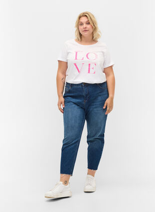Kortærmet bomulds t-shirt med tryk, Bright White LOVE, Model image number 2