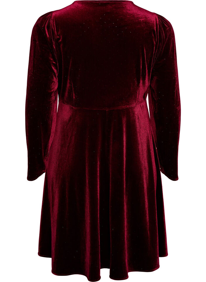 Velourkjole med rhinsten og A-form, R&oslash;d, Packshot image number 1