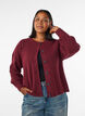 Ribstrikket cardigan med knapper, R&oslash;d, Model image number 0