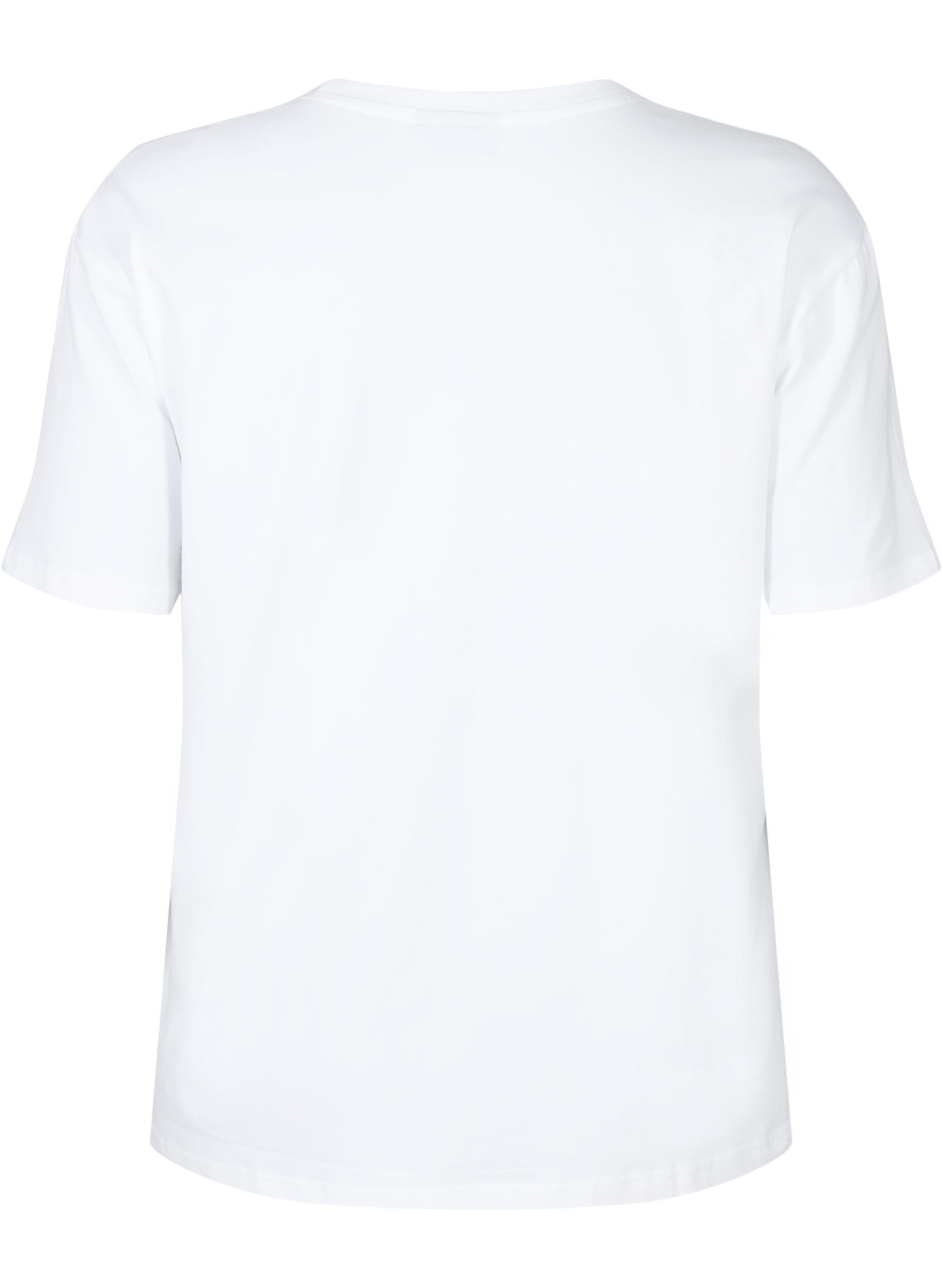Zizzi T-shirt i &oslash;kologisk bomuld med similisten, White, Packshot image number 1