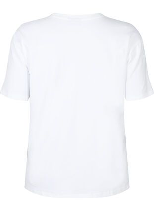T-shirt i økologisk bomuld med similisten, White, Packshot image number 1
