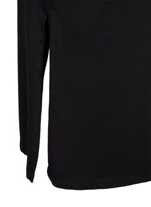 Lang nederdel i bomuld med slids, Black, Packshot image number 3
