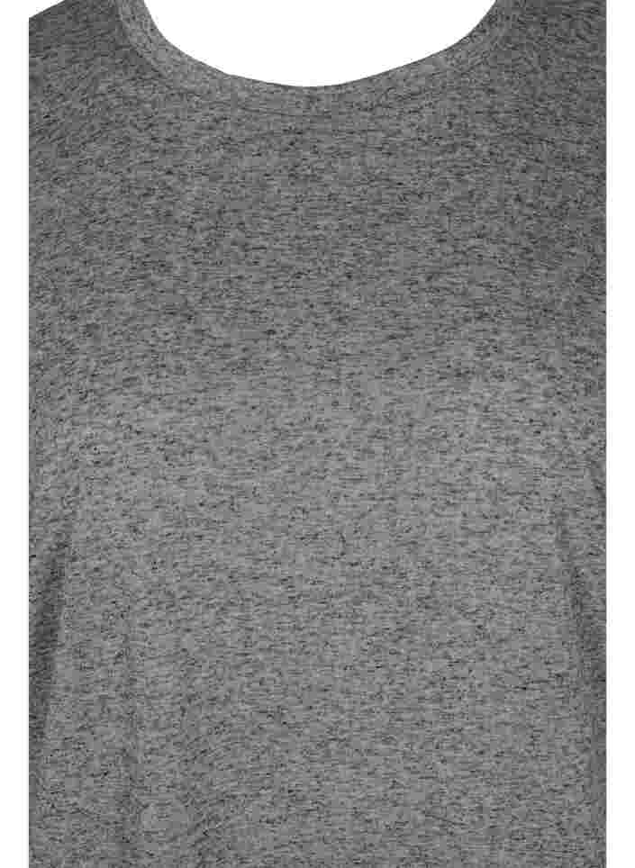 Meleret bluse med korte ærmer, Black Mel., Packshot image number 2