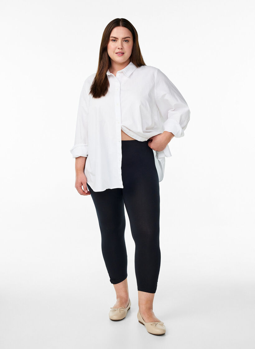 Basis 3/4 leggings med rynkedetalje , Sort, Model image number 1