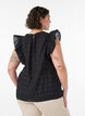&AElig;rmel&oslash;s bluse med struktur og fl&aelig;ser, Sort, Model image number 2