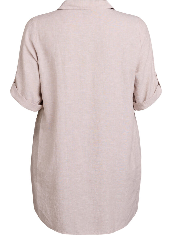 Tunika i h&oslash;r og viskose med A-facon, Beige, Packshot image number 1