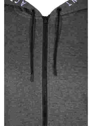 Trænings cardigan med lynlås og hætte, Dark Grey Melange, Packshot image number 2