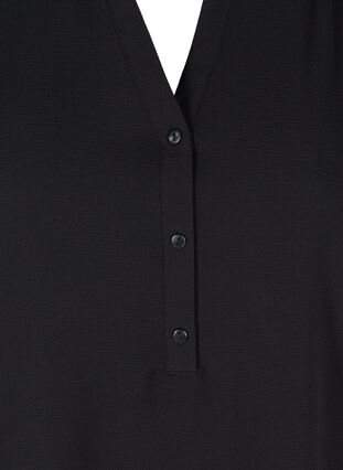 Bluse med korte ærmer og v-udskæring, Black, Packshot image number 2