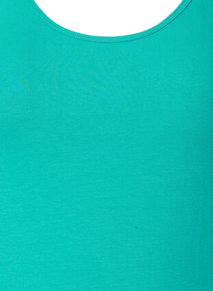 Ensfarvet basis top i bomuld, Aqua Green, Packshot image number 2