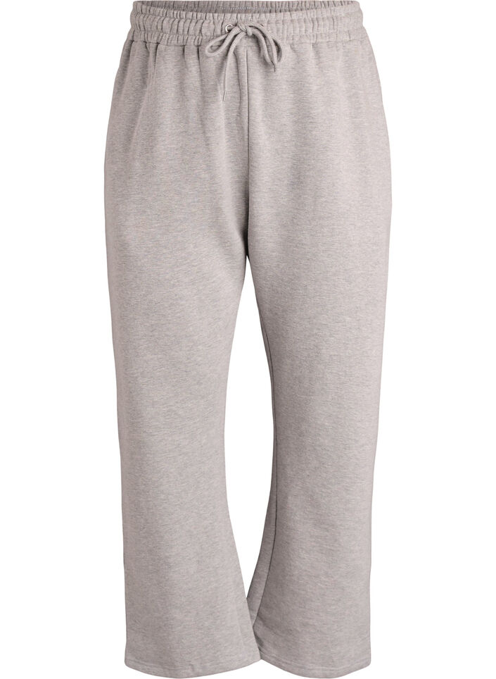 Sweatpants med h&oslash;j talje og b&oslash;rstet inderside, Gr&aring;, Packshot image number 0