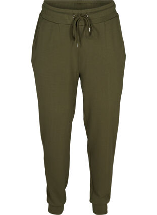 Sweatpants med lommer og snøre, Ivy Green, Packshot image number 0