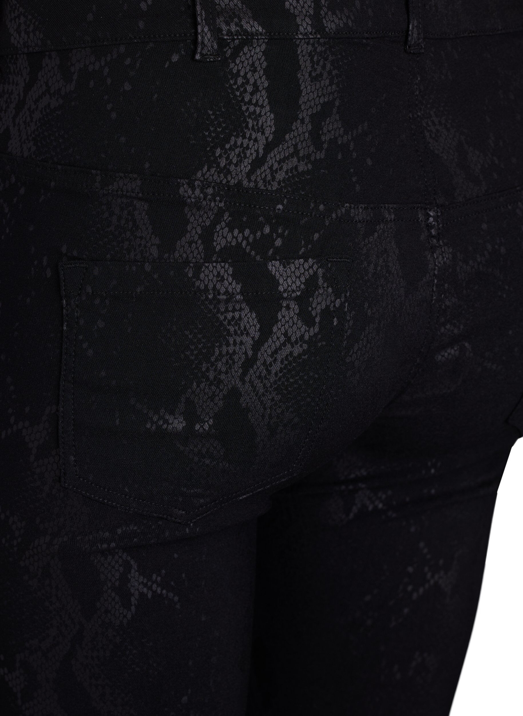 Zizzi Slim fit bukser med slangem&oslash;nster, Sort, Packshot image number 3