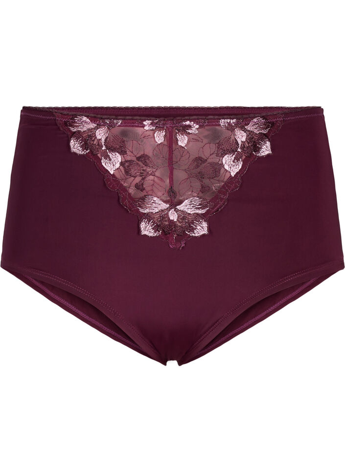 Microfiber trusse med blomsterbroderi, Mørk Bordeaux, Packshot image number 0