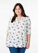 Blomstret viskosebluse med halvlange &aelig;rmer, Hvid, Model image number 0