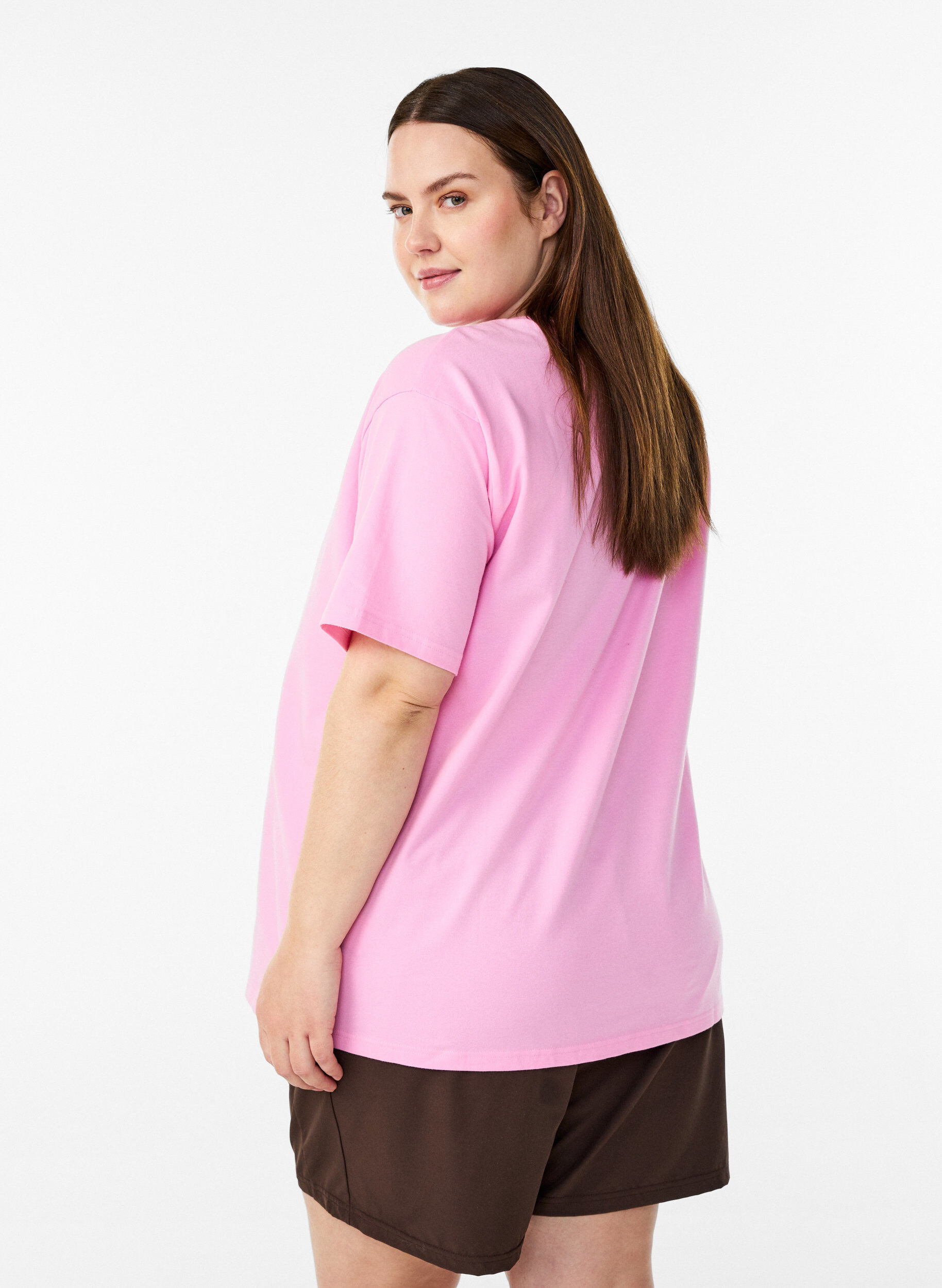 ZizziSporty t-shirt i &oslash;kologisk bomuld, Lyser&oslash;d, Model image number 2