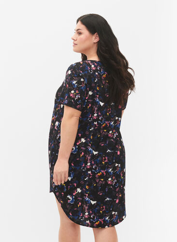 Printet kjole med korte ærmer, Graphical Ditzy, Model image number 1