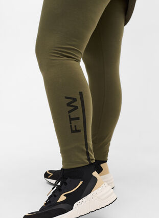 Bomulds leggings med printdetaljer, Ivy Green, Model image number 2