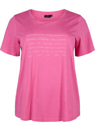T-shirt med tekst motiv, Shocking Pink W.Pink