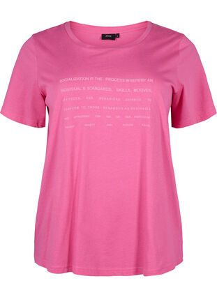 T-shirt med tekst motiv, Shocking Pink W.Pink, Packshot image number 0