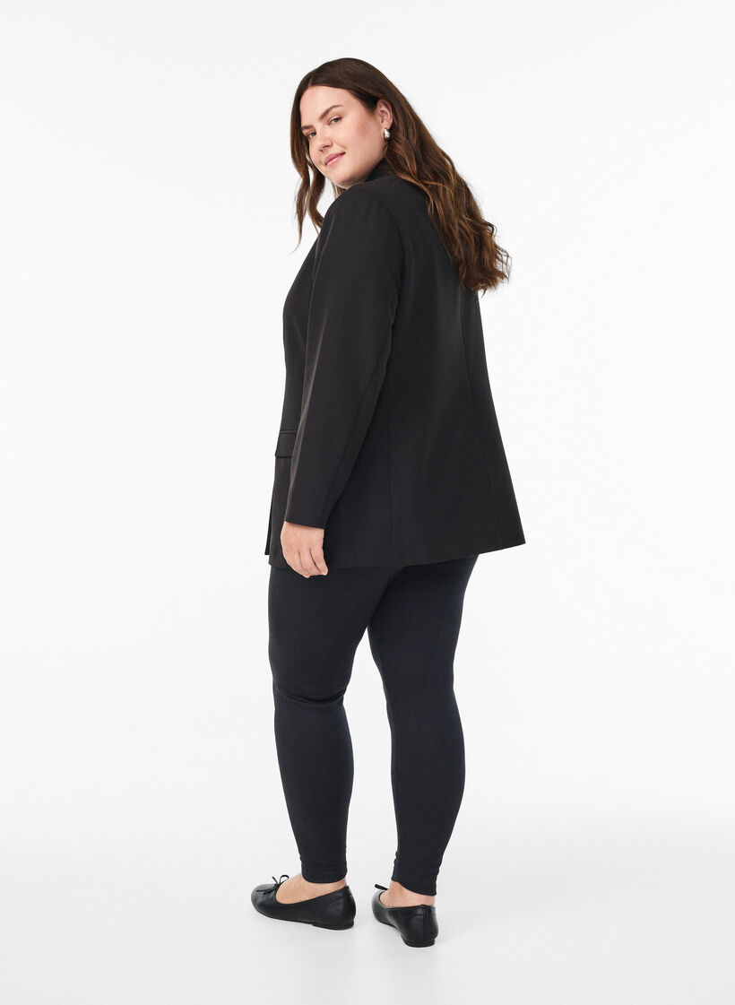 Leggings med regulær talje og mønster, Sort, Model image number 2