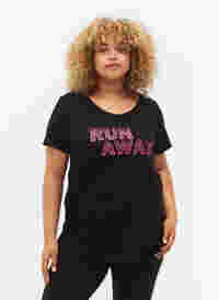 Trænings t-shirt med print, Black w. Run Away, Model