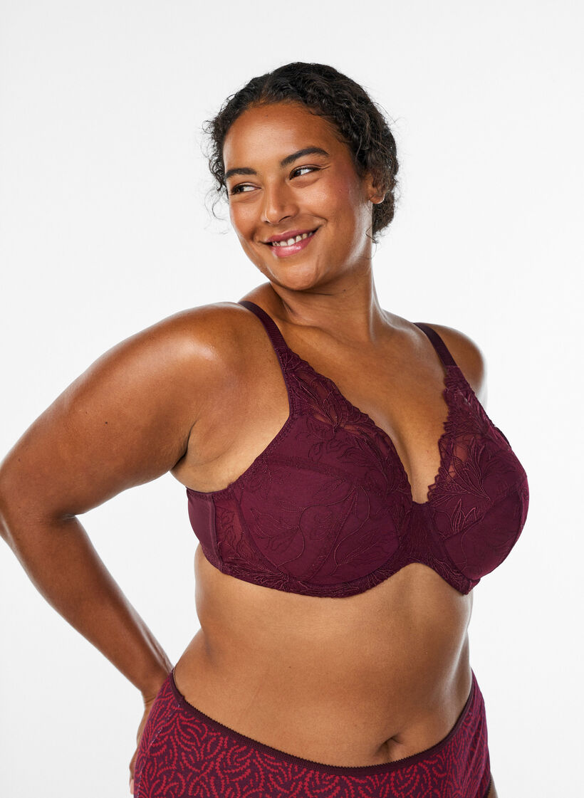 Vatteret blonde bh med b&oslash;jle, R&oslash;d, Model image number 0