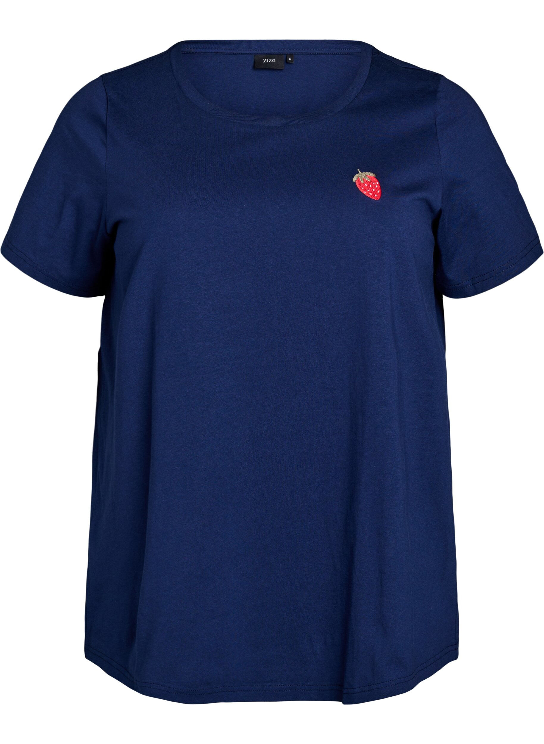 Zizzi T-shirt med jordb&aelig;rbroderi, Naval A. W. Berry, Packshot image number 0
