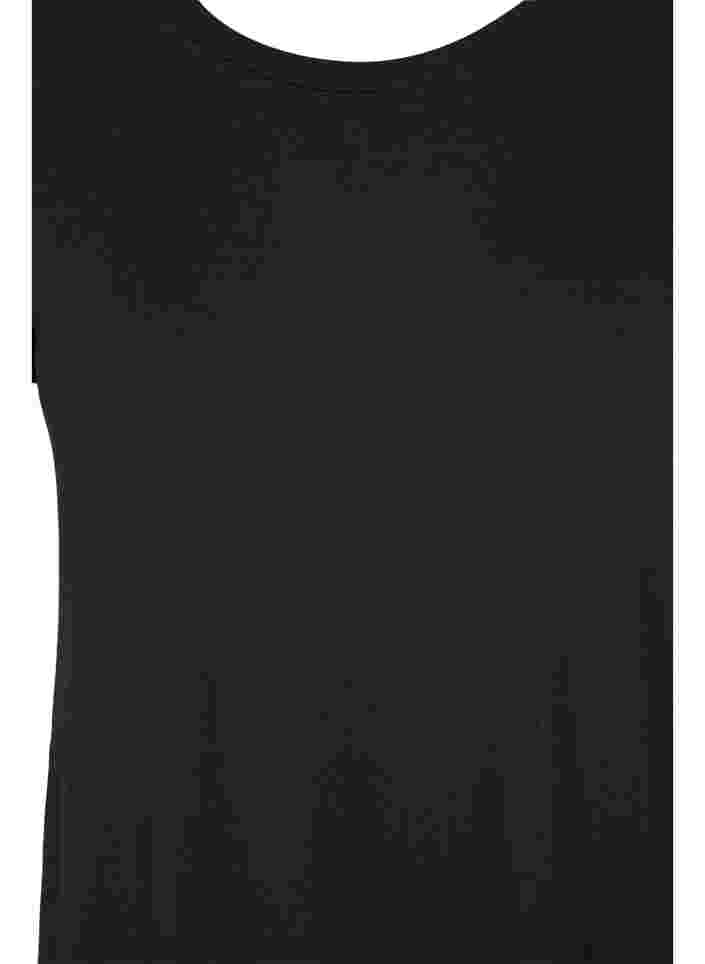 Midikjole med korte ærmer, Black Solid, Packshot image number 2