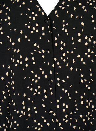 Skjortebluse med v-hals og print, Black Dot AOP, Packshot image number 2