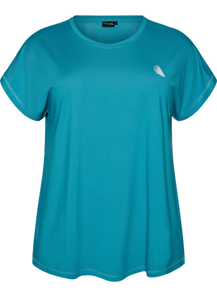 Ensfarvet tr&aelig;nings t-shirt, Bl&aring;, Packshot image number 0