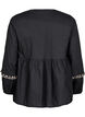 Stribet bluse med åben front og broderidetaljer, Sort, Packshot image number 1