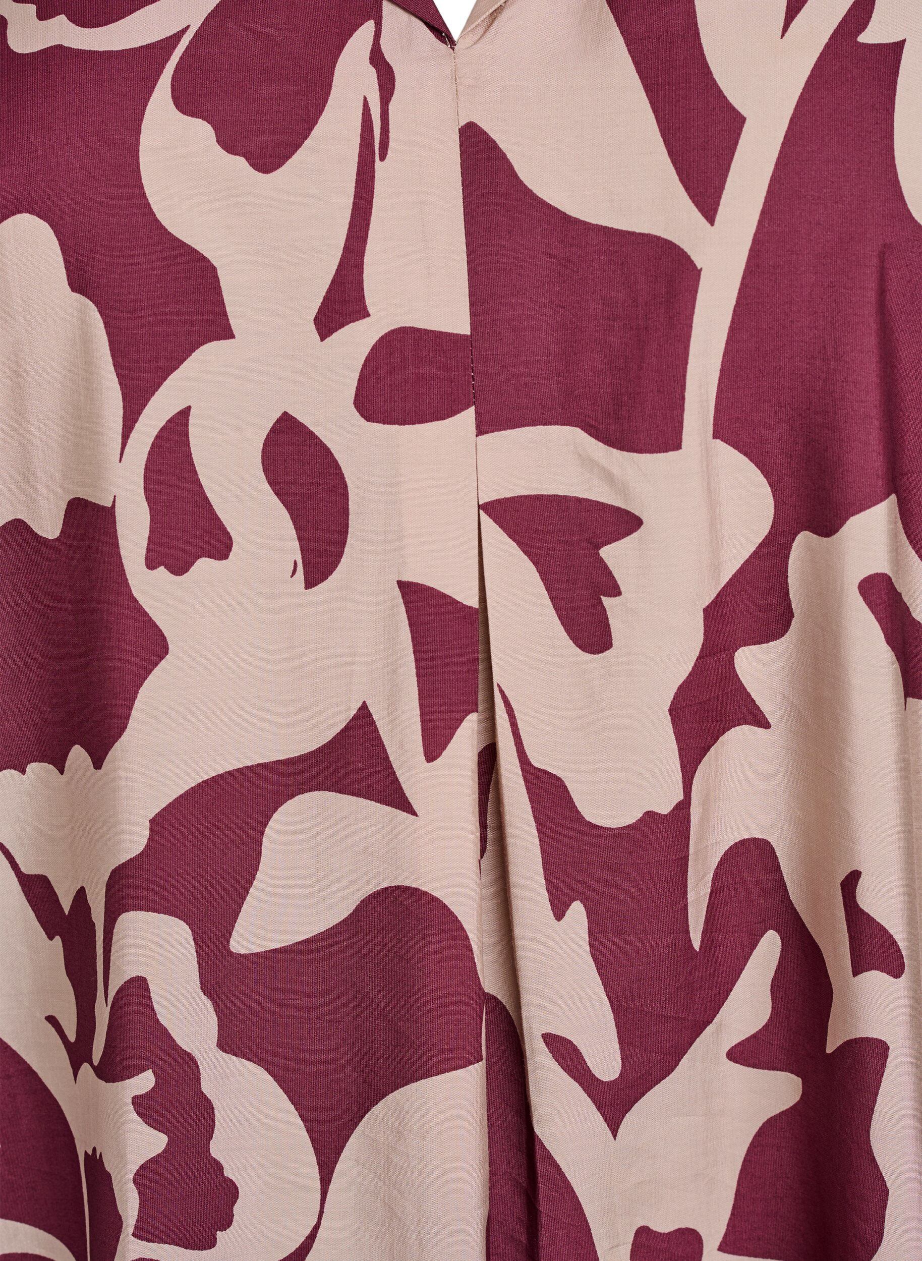 Zizzi Kn&aelig;lang kjole med print og V-udsk&aelig;ring, R&oslash;d, Packshot image number 2