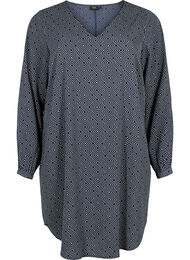 V-hals kjole med print, Navy Graphic AOP