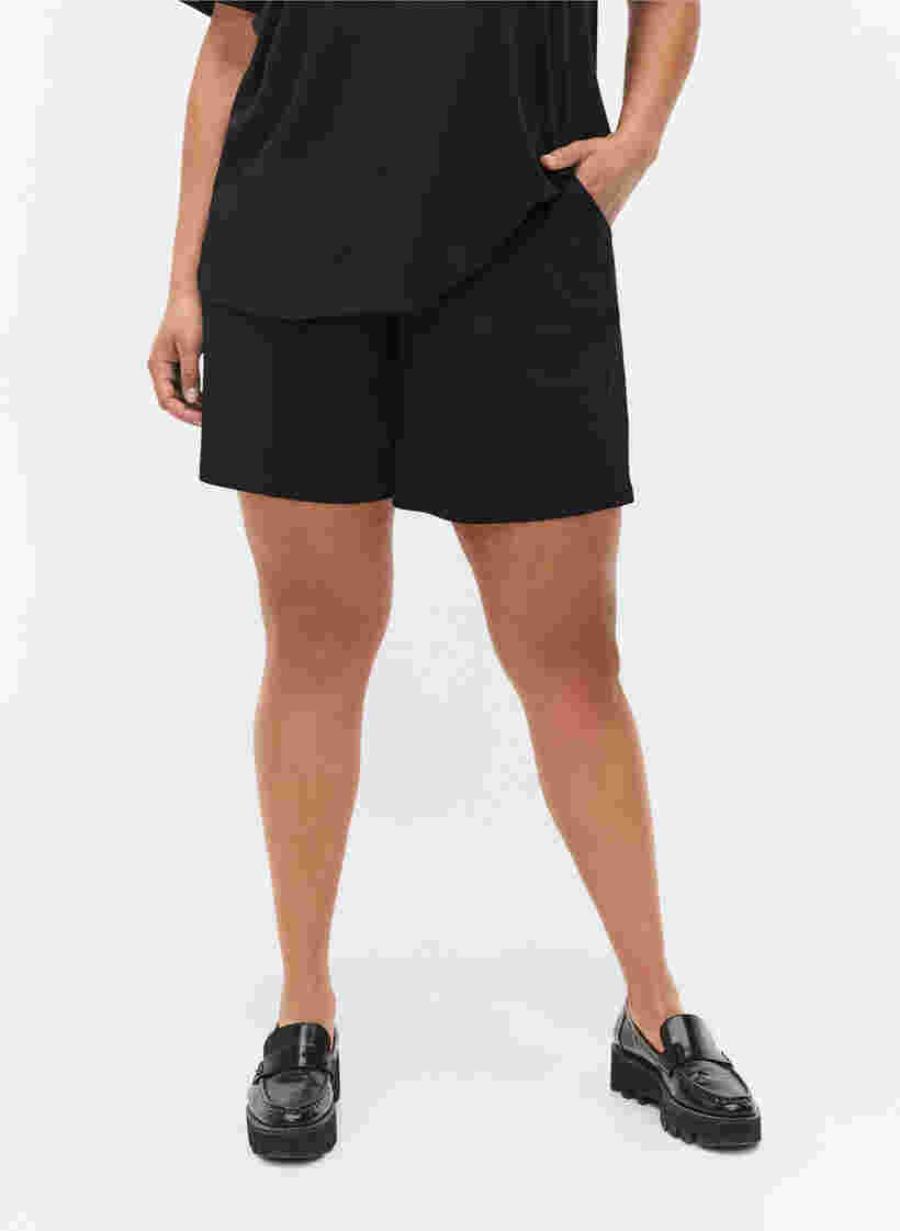 Shorts i ribkvalitet med lommer, Black, Model image number 3